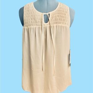 NWT Simply Vera by Vera Wang creamy white smocked blouse S